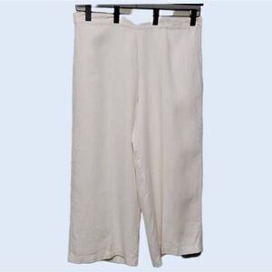 For Cynthia Wide Leg Pants Size XL White 100% Linen Beach Travel Coastal Grandma